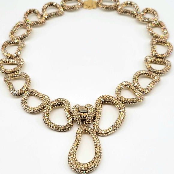 Atelier Swarovski Tigris Statement Necklace with Champagne Diamond Pave Crystals - Picture 5 of 14